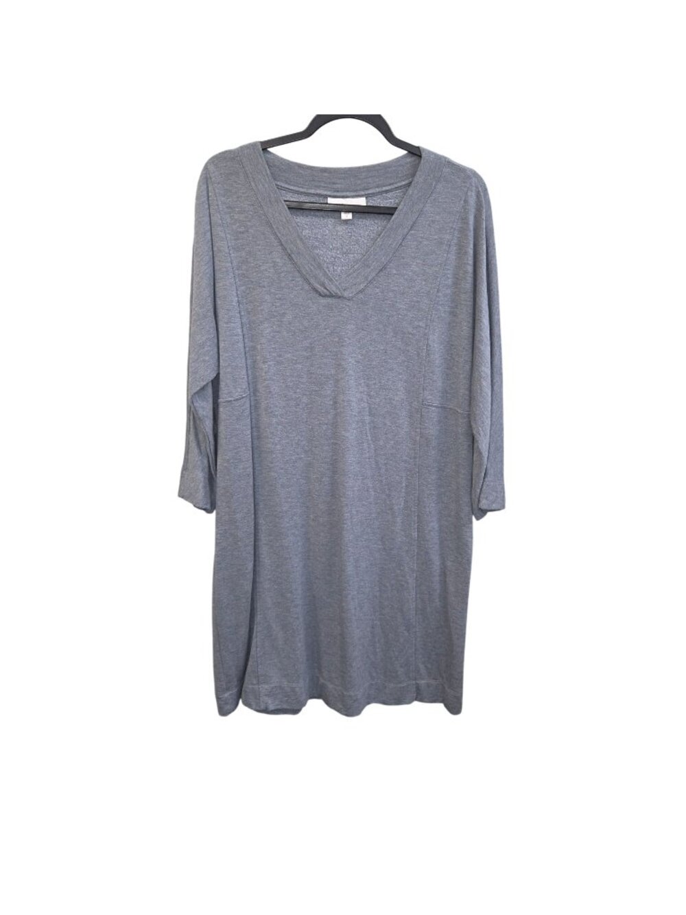 Pure Jill M Tranquility Fleece Blue V-Neck Long-Sleeve Tunic Dress Gray 4633